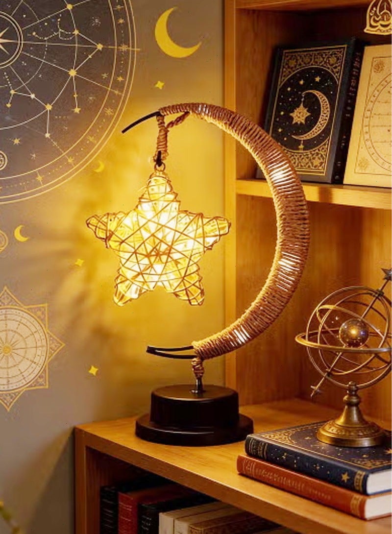 Ramadan Table Lights, Decorative Ramadan Lamp, Moon and Star Ramadan Lamp for Home Bedroom and Desk Decoration - Image 1